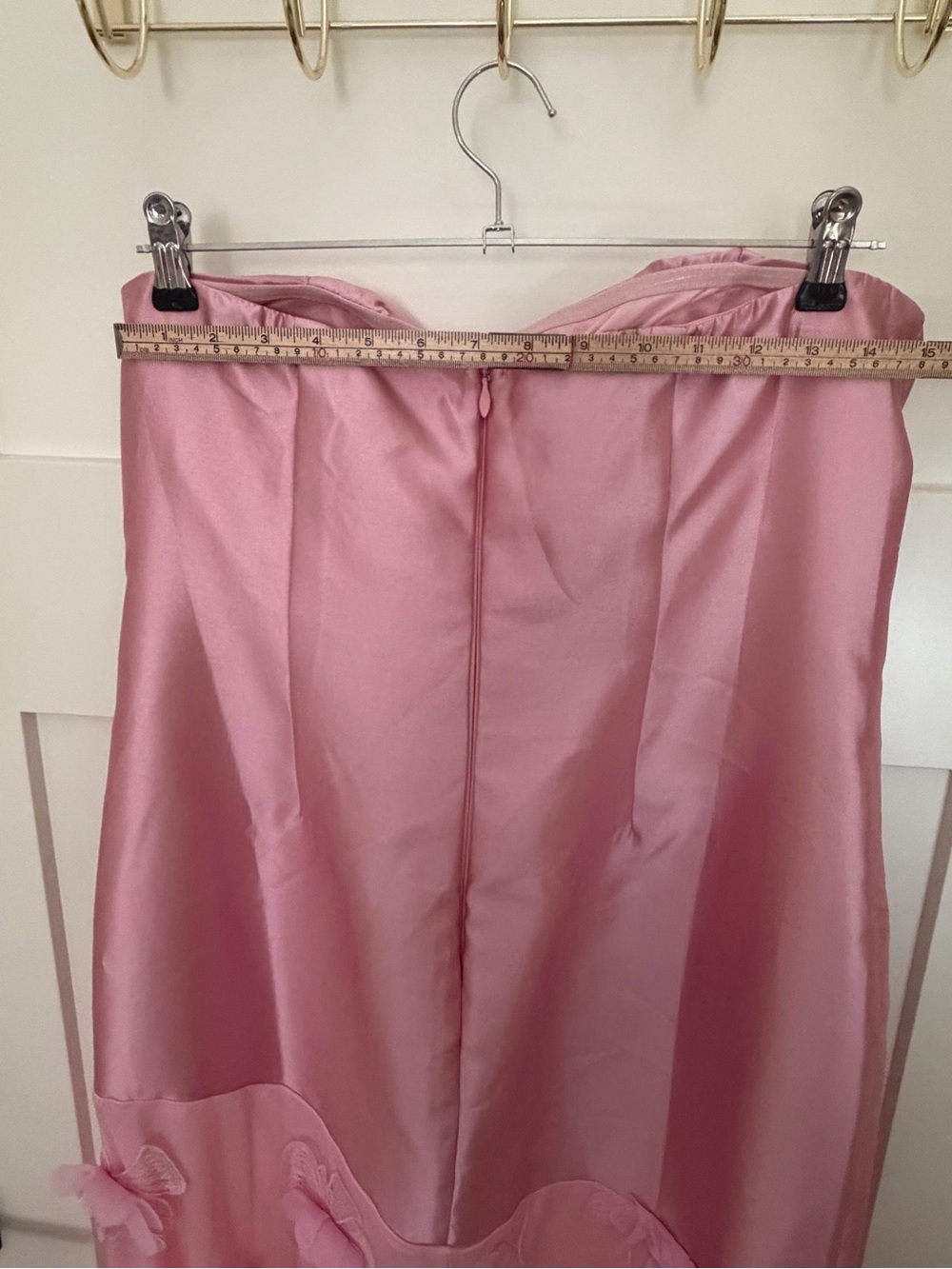 Fashion Nova Strapless Satin & Tulle Pink Floral Gown - Picture 9 of 12